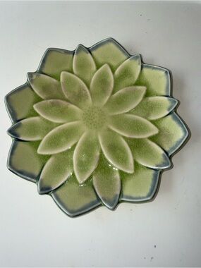 Vintage Japanese Lotus flower ceramic plate/trinket dish